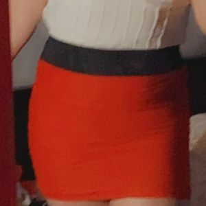 red mini skirt